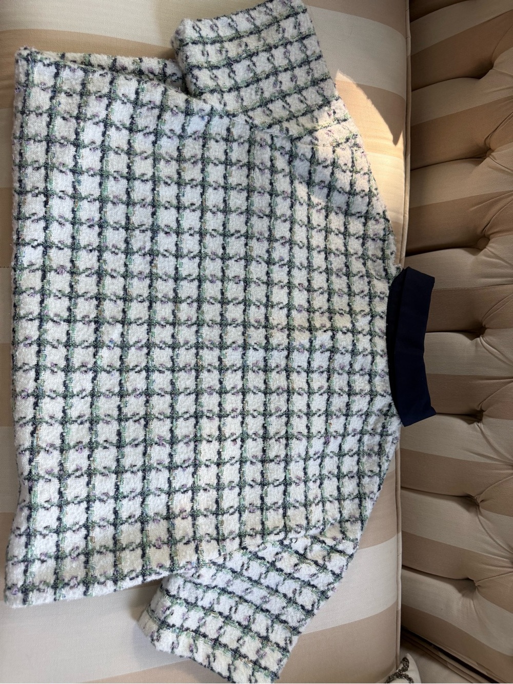MARBLE Tweed Jacket with Black Trim and Pastel Accents - Picture 10 of 11